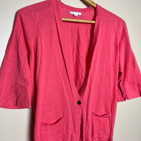 CLEARANCE! Coral Pink GAP Factory Roll Sleeve Cardigan Size M EUC - Picture 6 of 7